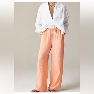 J. Crew Peach Wide-Leg Elastic-Waist Pants